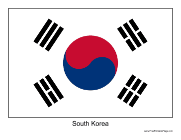 South Korea Free Printable Flag