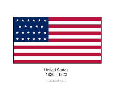 United States 1820-1823 Free Printable Flag