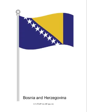 Bosnia And Herzegovina Waving Free Printable Flag