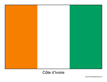 Côte d'Ivoire Free Printable Flag