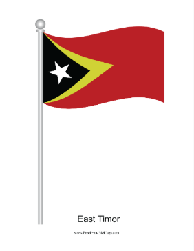 East Timor Waving Free Printable Flag