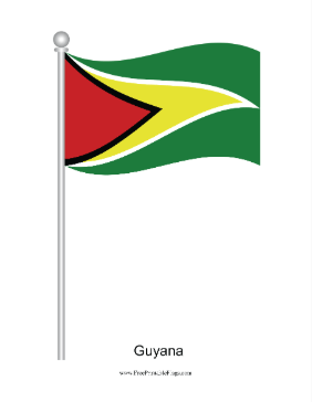 Guyana Waving Free Printable Flag
