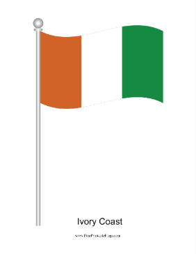 Ivory Coast Waving Free Printable Flag