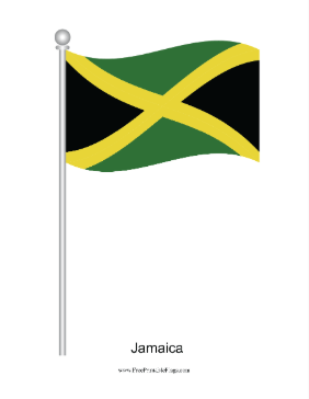 Jamaica Waving Free Printable Flag