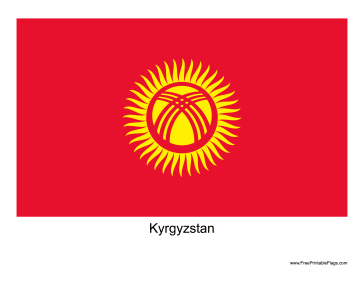 Kyrgyzstan Free Printable Flag
