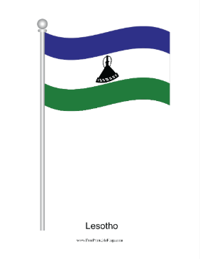 Lesotho Waving Free Printable Flag