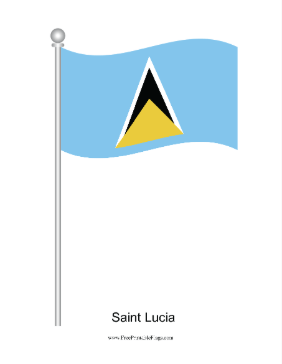 Saint Lucia Waving Free Printable Flag