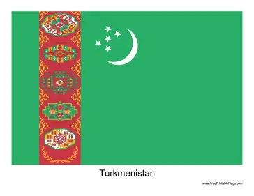 Turkmenistan Free Printable Flag