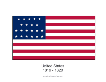 United States 1819-1821 Free Printable Flag