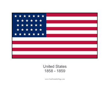 United States 1858-1860 Free Printable Flag
