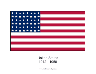 United States 1912-1960 Free Printable Flag