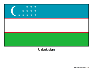 Uzbekistan Free Printable Flag
